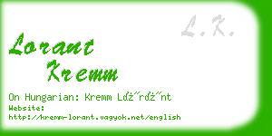 lorant kremm business card